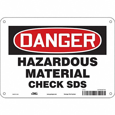 CONDOR 476G79 Safety Sign 7 in x 10 in Aluminum