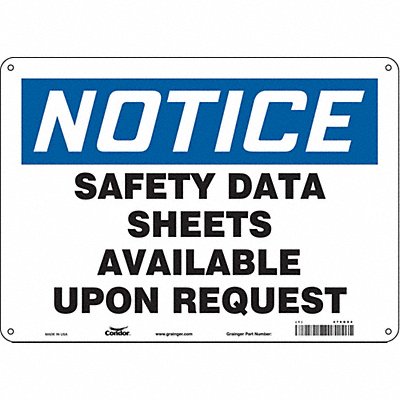 CONDOR 476G94 Safety Sign 10 in x 14 in Polyethylene