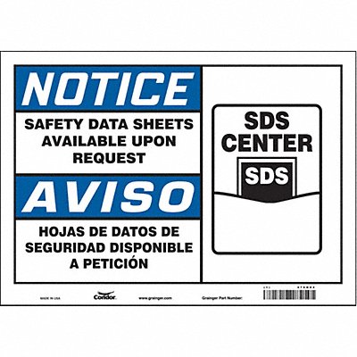 CONDOR 476H04 Safety Sign 10 inx14 in Vinyl
