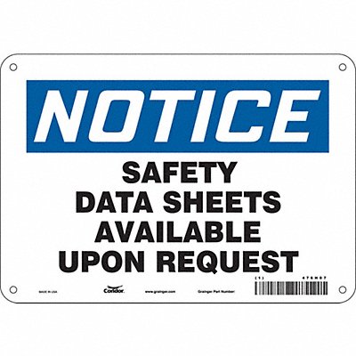 CONDOR 476H07 Safety Sign 7 inx10 in Polyethylene