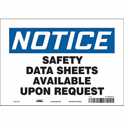 CONDOR 476H09 Safety Sign 7 in x 10 in Vinyl