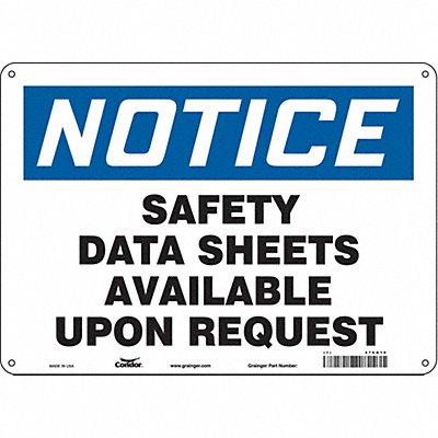 CONDOR 476H10 Safety Sign 10 in x 14 in Vinyl