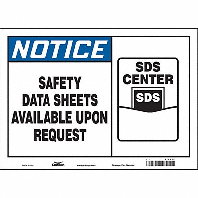 CONDOR 476H16 Safety Sign 10 in x 14 in Vinyl