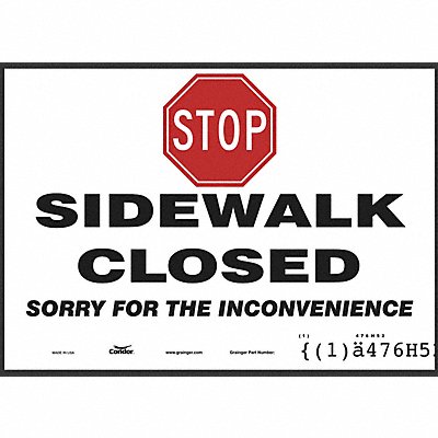 CONDOR 476H52 Safety Sign 7 in x 10 in Aluminum