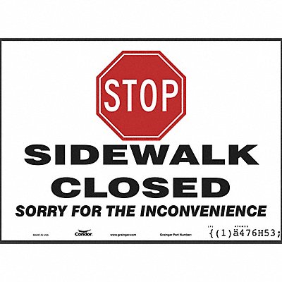 CONDOR 476H54 Safety Sign 24 in x 36 in Aluminum