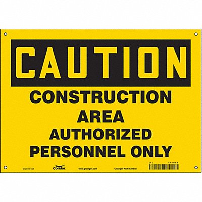 CONDOR 476H83 Safety Sign 10 in x 14 in Aluminum