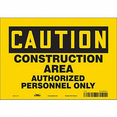 CONDOR 476H87 Safety Sign 7 in x 10 in Vinyl