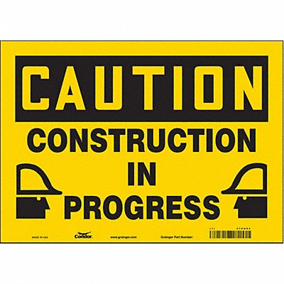 CONDOR 476H94 Safety Sign 10 inx14 in Vinyl