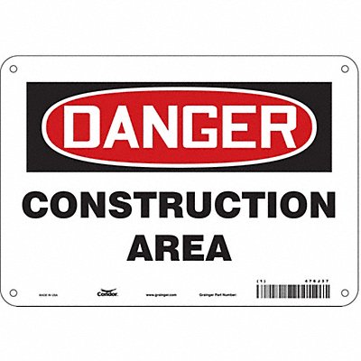 CONDOR 476J37 Safety Sign 7 in x 10 in Polyethylene