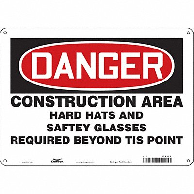 CONDOR 476J53 Safety Sign 10 inx14 in Polyethylene