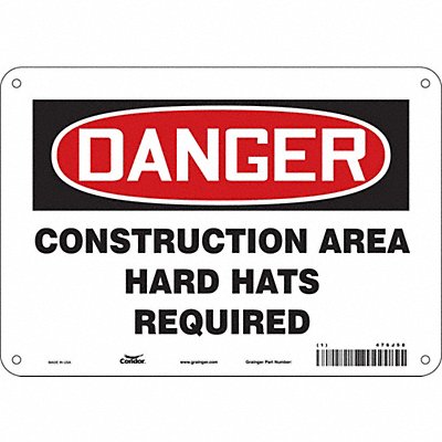 CONDOR 476J58 Safety Sign 7 in x 10 in Aluminum