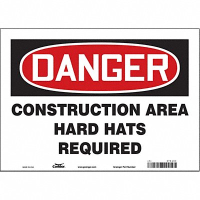CONDOR 476J63 Safety Sign 10 in x 14 in Vinyl