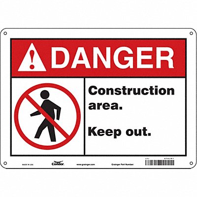 CONDOR 476J81 Safety Sign 10 inx14 in Aluminum