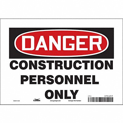 CONDOR 476J97 Safety Sign 7 in x 10 in Vinyl