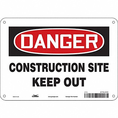 CONDOR 476J99 Safety Sign 7 in x 10 in Aluminum