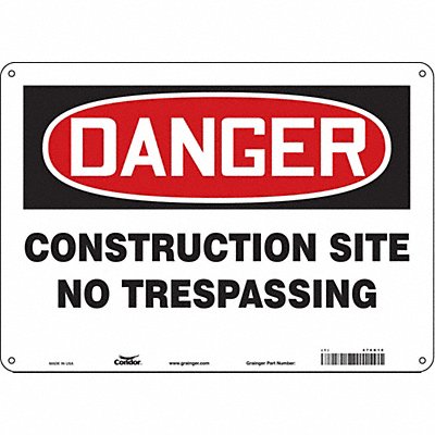 CONDOR 476K10 Safety Sign 10 inx14 in Aluminum