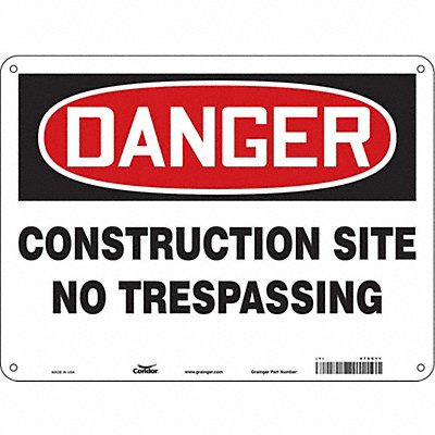 CONDOR 476K11 Safety Sign 18 in x 24 in Aluminum