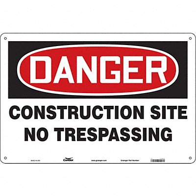 CONDOR 476K12 Safety Sign 24 in x 36 in Aluminum