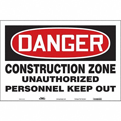 CONDOR 476K34 Safety Sign 24 in x 36 in Vinyl