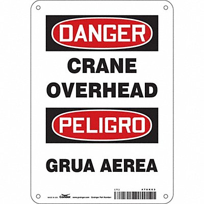 CONDOR 476K63 Safety Sign 10 in x 7 in Polyethylene