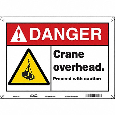 CONDOR 476K68 Safety Sign 10 inx14 in Aluminum