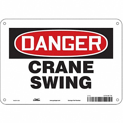 CONDOR 476K75 Safety Sign 7 in x 10 in Polyethylene