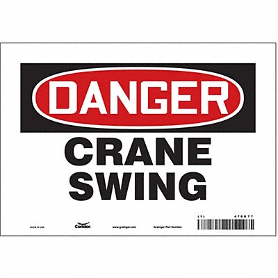CONDOR 476K77 Safety Sign 7 in x 10 in Vinyl