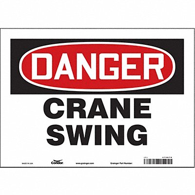 CONDOR 476K78 Safety Sign 10 inx14 in Vinyl