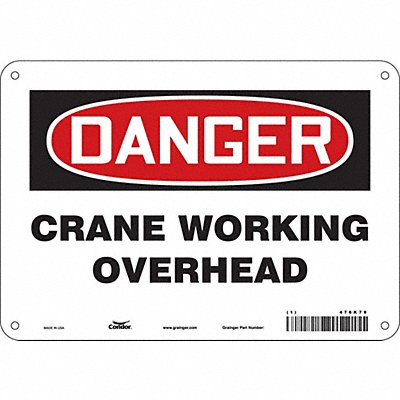 CONDOR 476K79 Safety Sign 7 in x 10 in Aluminum