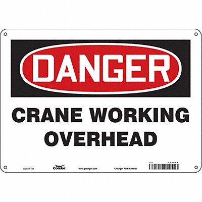 CONDOR 476K80 Safety Sign 10 in x 14 in Aluminum