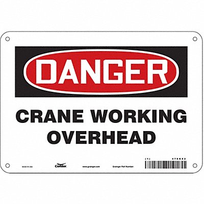 CONDOR 476K82 Safety Sign 7 inx10 in Polyethylene