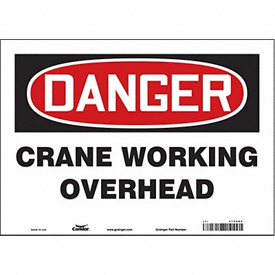 CONDOR 476K85 Safety Sign 10 inx14 in Vinyl