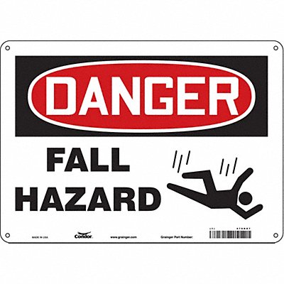 CONDOR 476K87 J8678 Safety Sign 10 inx14 in Aluminum