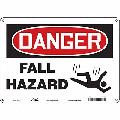 CONDOR 476K89 J8678 Safety Sign 10 inx14 in Polyethylene