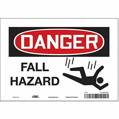 CONDOR 476K90 J8678 Safety Sign 7 inx10 in Vinyl
