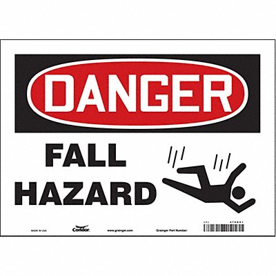 CONDOR 476K91 J8678 Safety Sign 10 inx14 in Vinyl