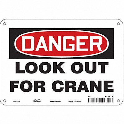 CONDOR 476L14 Safety Sign 7 in x 10 in Aluminum