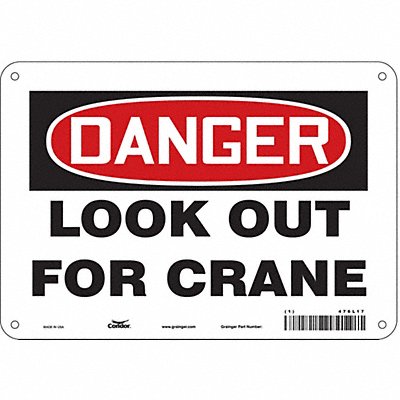 CONDOR 476L17 Safety Sign 7 in x 10 in Polyethylene