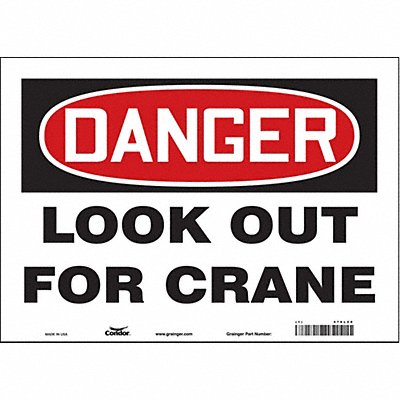 CONDOR 476L20 Safety Sign 10 in x 14 in Vinyl
