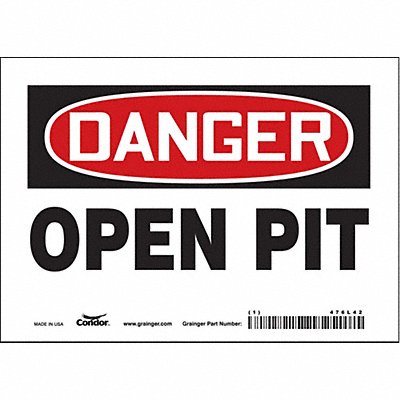 CONDOR 476L42 Safety Sign 5 in x 7 in Vinyl