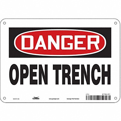 CONDOR 476L51 Safety Sign 7 inx10 in Polyethylene