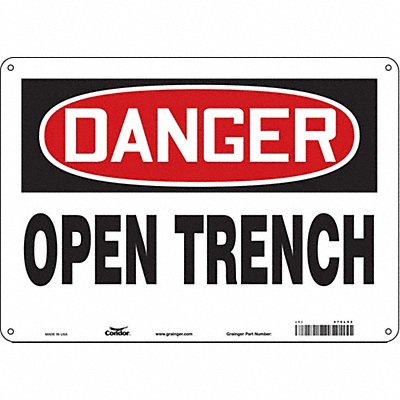 CONDOR 476L52 Safety Sign 10 inx14 in Polyethylene