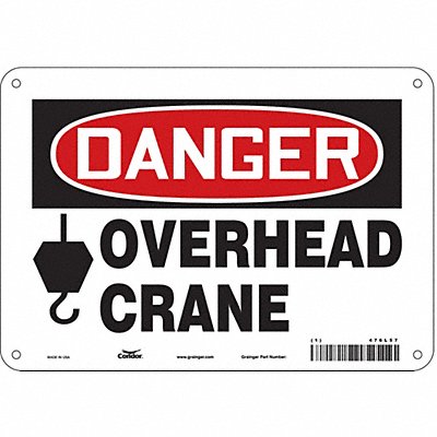 CONDOR 476L57 Safety Sign 7 in x 10 in Aluminum