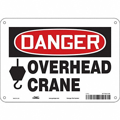 CONDOR 476L60 Safety Sign 7 in x 10 in Polyethylene