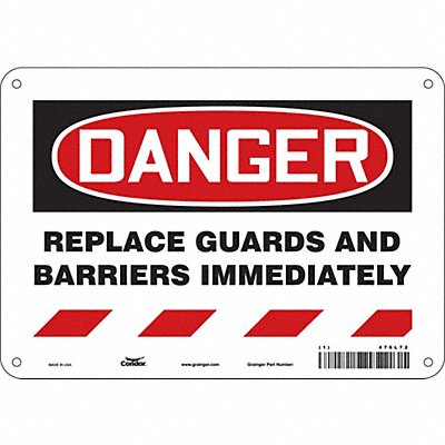 CONDOR 476L72 Safety Sign 7 in x 10 in Aluminum