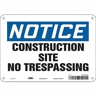 CONDOR 476L89 Safety Sign 7 inx10 in Polyethylene