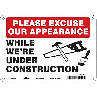 CONDOR 476L93 Safety Sign 7 in x 10 in Aluminum