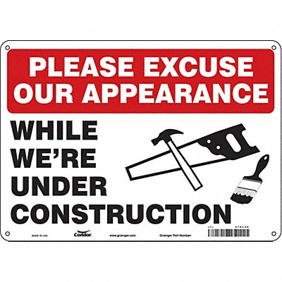 CONDOR 476L96 Safety Sign 10 inx14 in Polyethylene