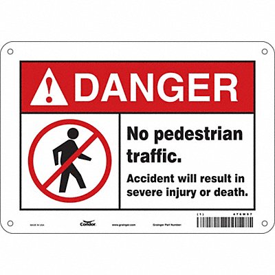 CONDOR 476M97 Safety Sign 7 inx10 in Polyethylene