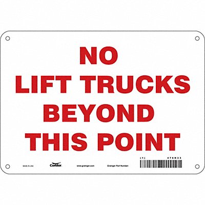 CONDOR 476N33 Safety Sign 7 in x 10 in Polyethylene